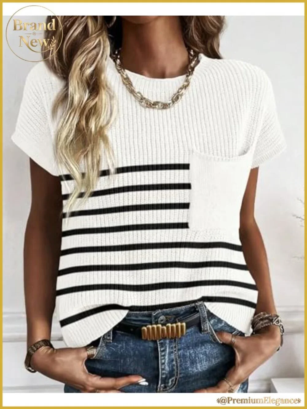 Women's Short Sleeve Cotton Crochet Sweater Top Crew Neck Casual Knit Pullover